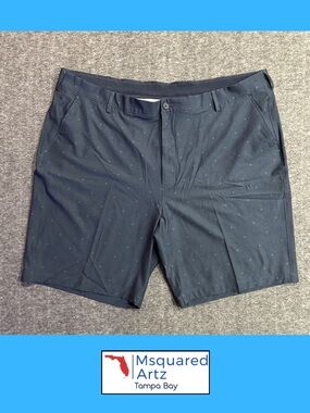 Greg Norman Golf Shorts Mens 44 Navy Blue Golf Ball Golf Club Performance
